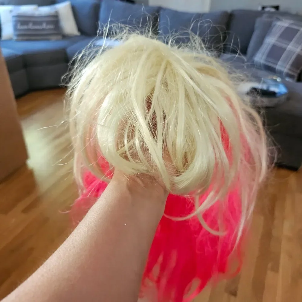 Pink Halloween Wig Long Bob Straight Wig Hair Synthetic Lace For Women
